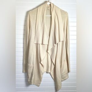 MICHEAL Micheal Kors Cream 100% Cashmere Open Front Shawl Collar Cardigan Small